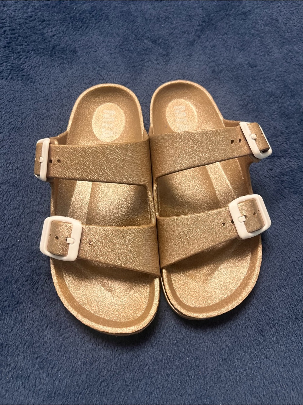 MIA Metallic Gold Double-Strap Buckle Kids Sandals